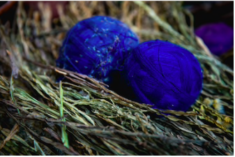 Blue dyed yarn